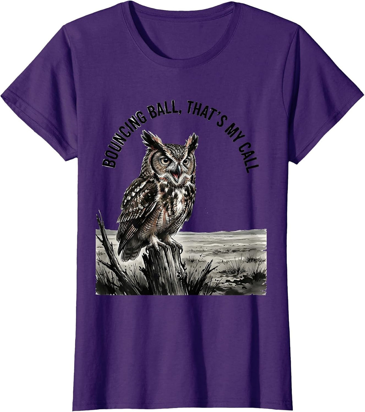 Women's Bouncing Ball That's My Call Whimsical Owl Lover Nature T-Shirt - Purple