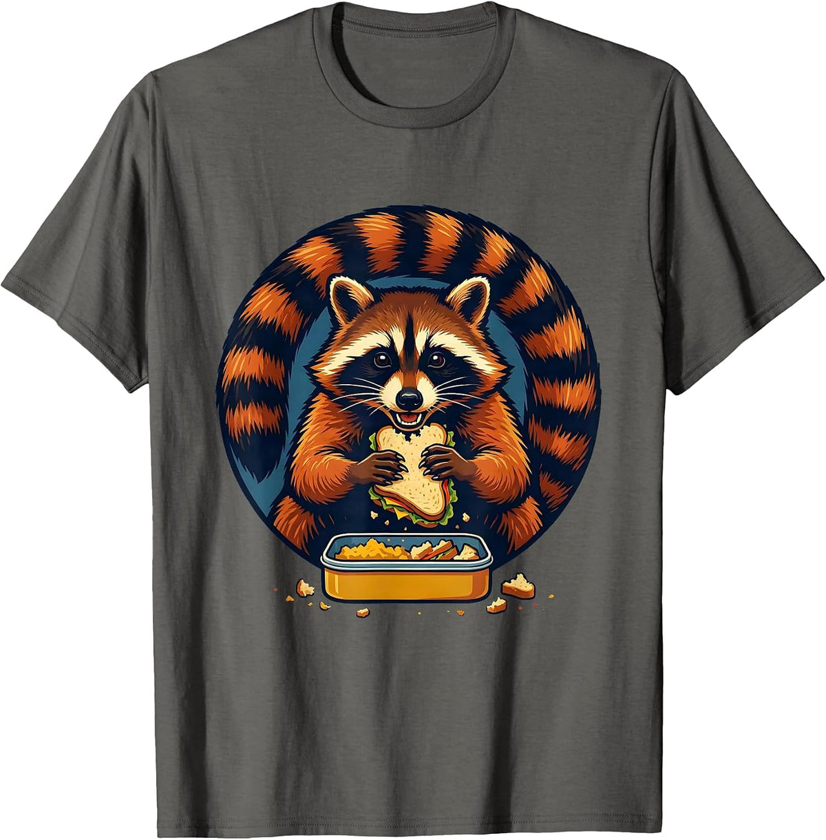 Men's Trash Panda Raccoon Snack Stealer Screenprint Humor T-Shirt - Asphalt Grey