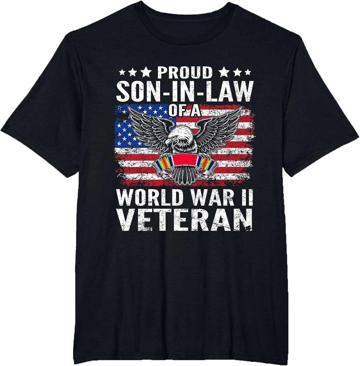 Proud Son-in-Law of A WWII Veteran World War 2 US Vet T-Shirt - Black