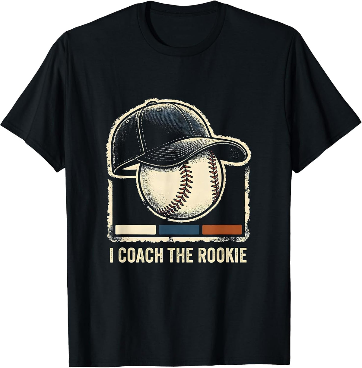 Men's I Coach The Rookie Rubber Stamp Baseball Birthday Family T-Shirt - Black