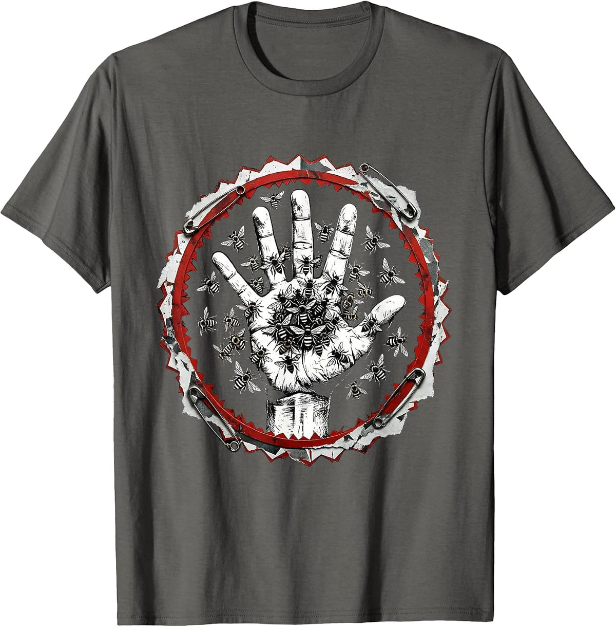 Punk Beekeeper Hand Releasing Swarm Graphic T-Shirt - Asphalt Grey