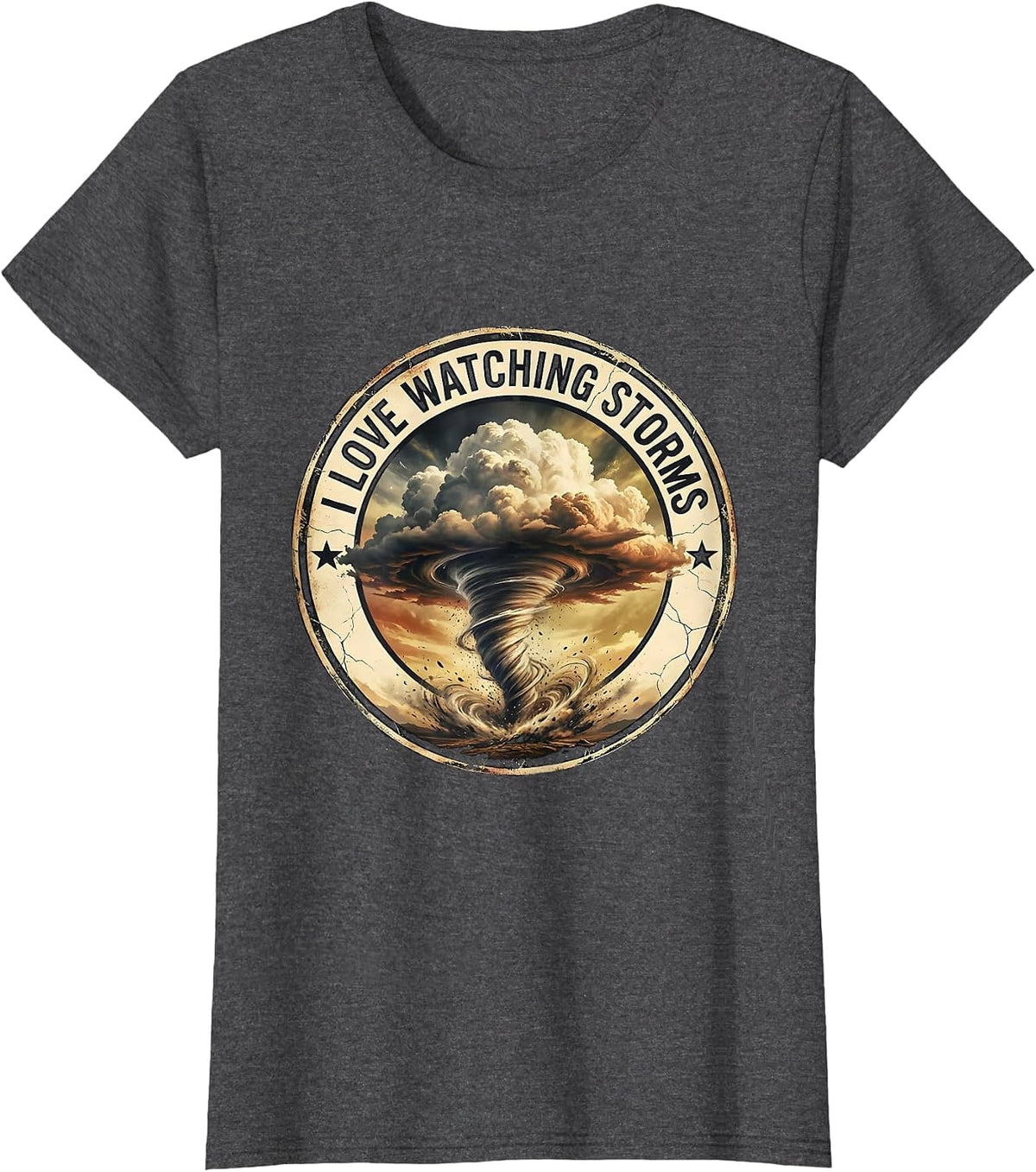 Women's I Love Watching Storms Distressed Funny Storm Chaser T-Shirt - Dark Heather Grey