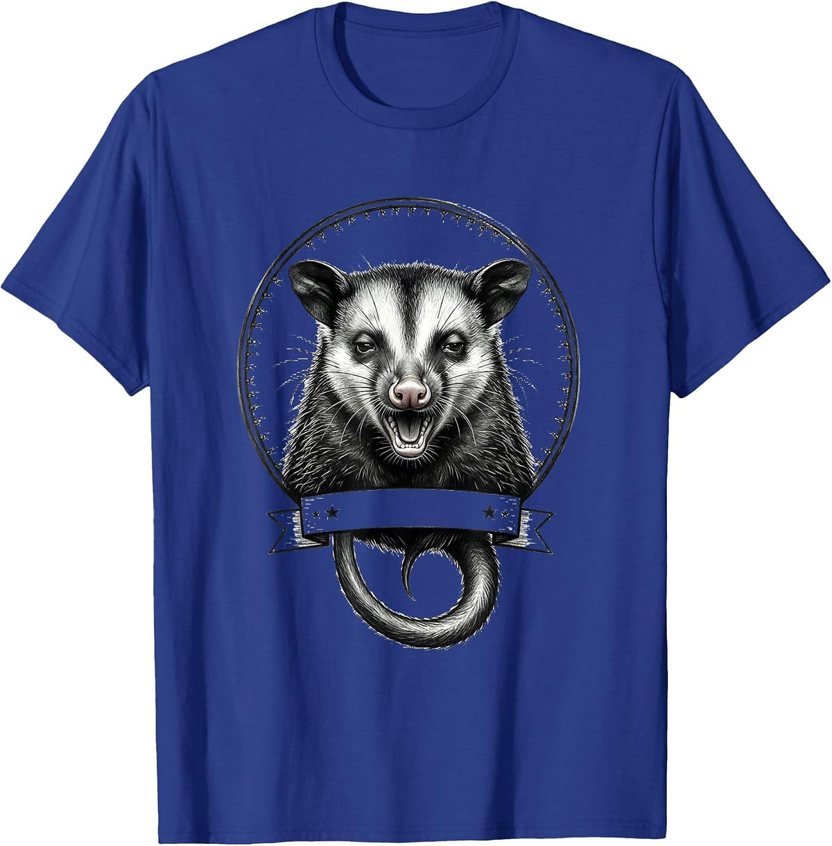 Symmetric Opossum Hissing Minimalist Meme Humor T-Shirt - Royal Blue