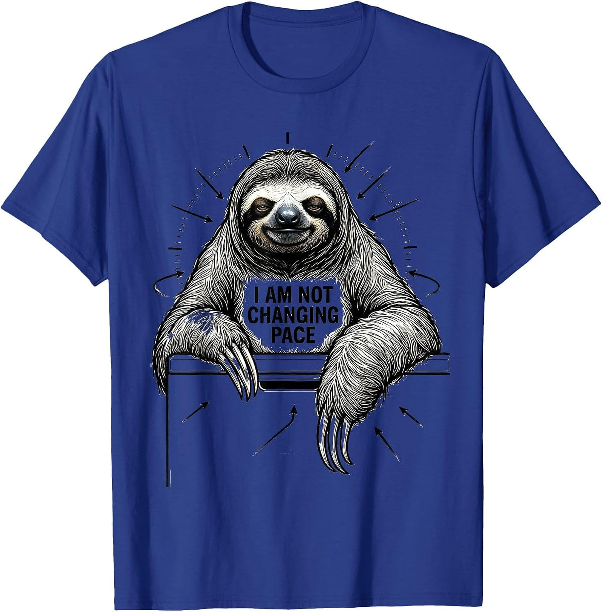 Men's I Am Not Changing Pace Funny Sloth Lover Animal Humor T-Shirt - Royal Blue