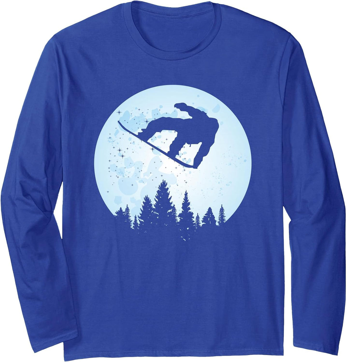 Snowboard Bigfoot Ski T-Shirt Funny Sasquatch Skiing LS - Adult Unisex Royal Blue