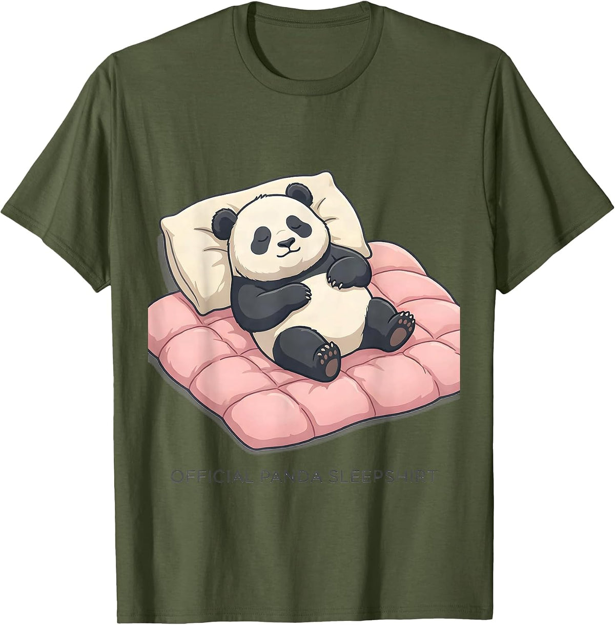 Official Panda Sleepshirt Cute Kawaii Animal Lover Pajama T-Shirt - Olive Green