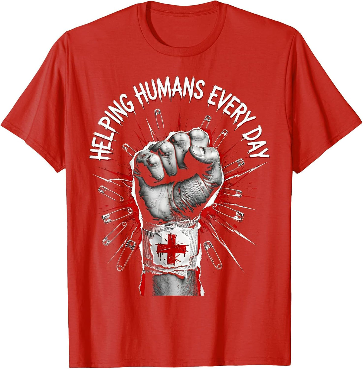 Helping Humans Every Day Social Worker Design T-Shirt - Red