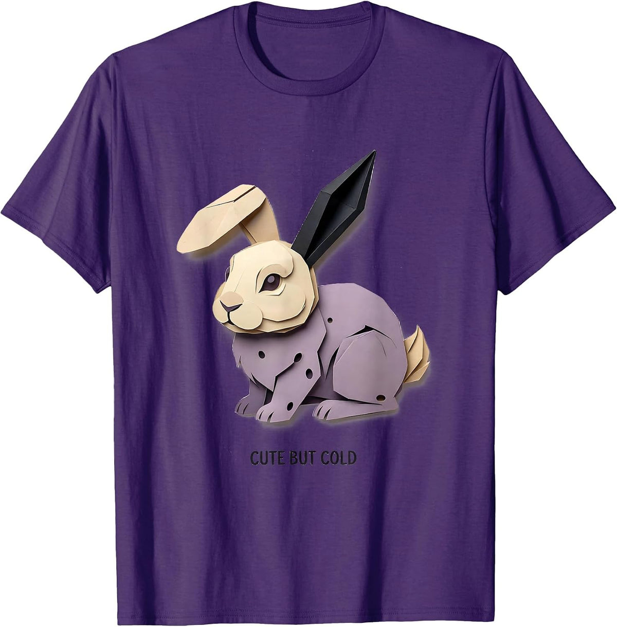 Cute But Cold Paper Cutout Bunny Rabbit Alt Goth Grunge T-Shirt - Purple