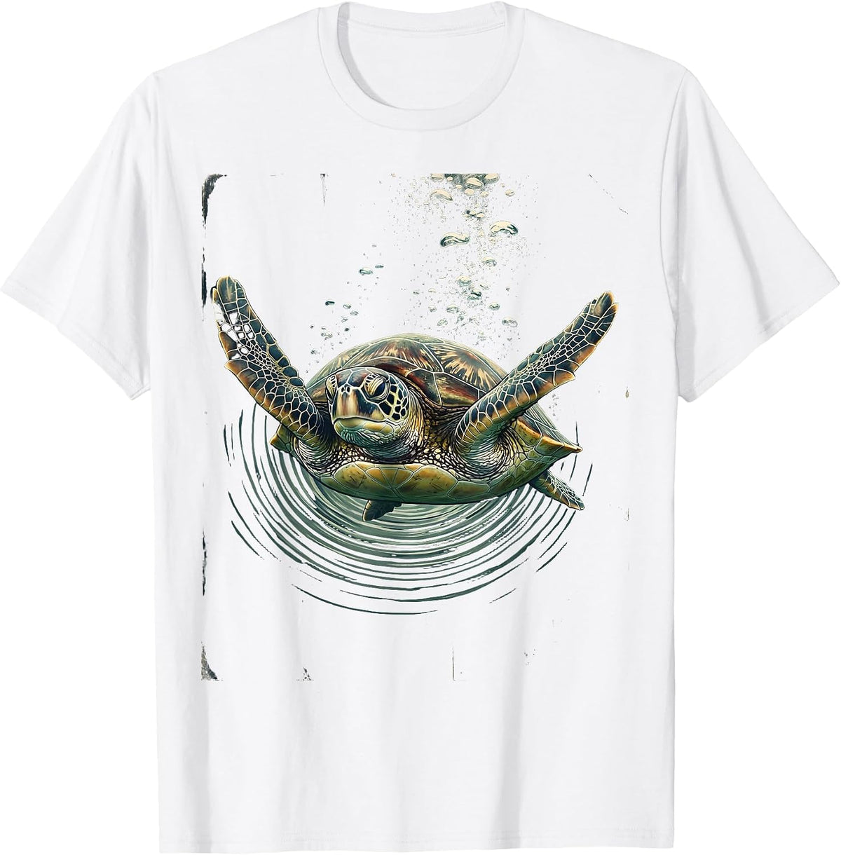 Men's Sea Turtle Ocean Depths Graphic Tee T-Shirt - White