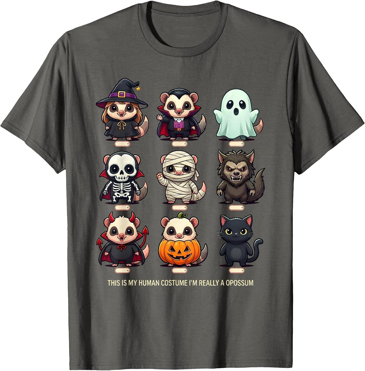 This Is My Human Costume I'm Really A Opossum Halloween T-Shirt - Asphalt Grey
