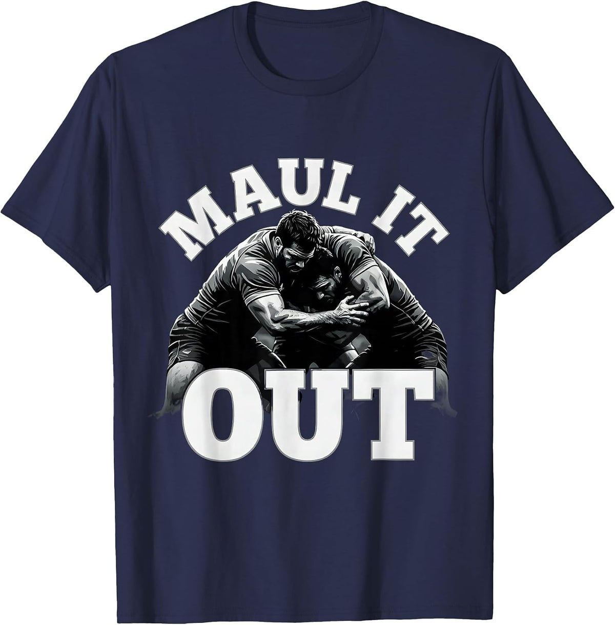 Men's Maul It Out Rugby Graphic Design T-Shirt - Navy Blue