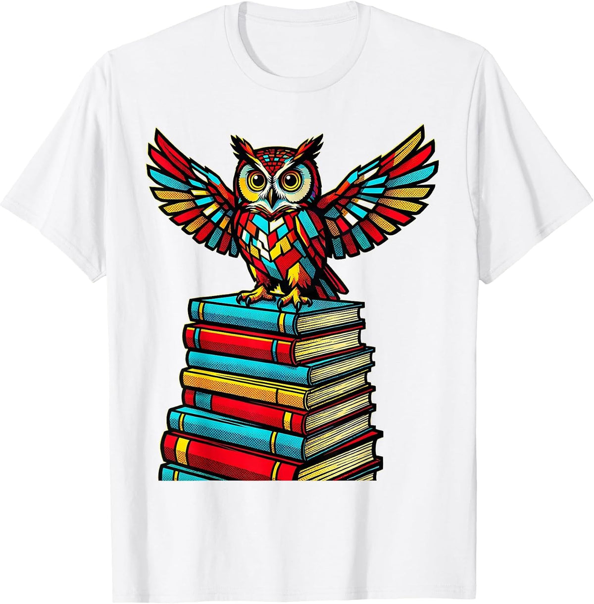 Men's Wise Owl on Stacked Textbooks Teacher Gift T-Shirt - White
