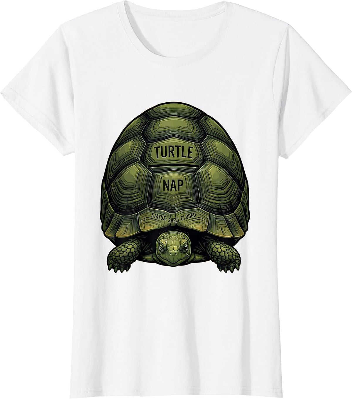 Turtle Nap Status Shell Closed Cute Animal Lover Sleepshirt T-Shirt - White