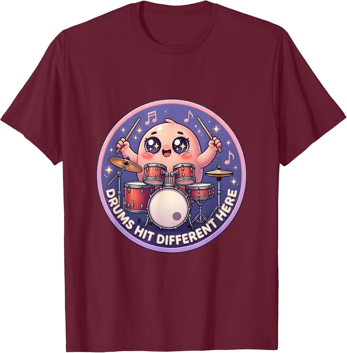 Drums Hit Different Classic Rock Band Design T-Shirt - Burgundy