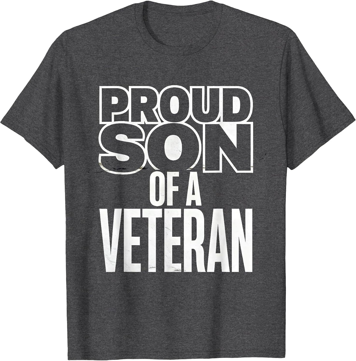 Proud Son of a Veteran Patriotic Military Family Tribute T-Shirt - Dark Heather Grey