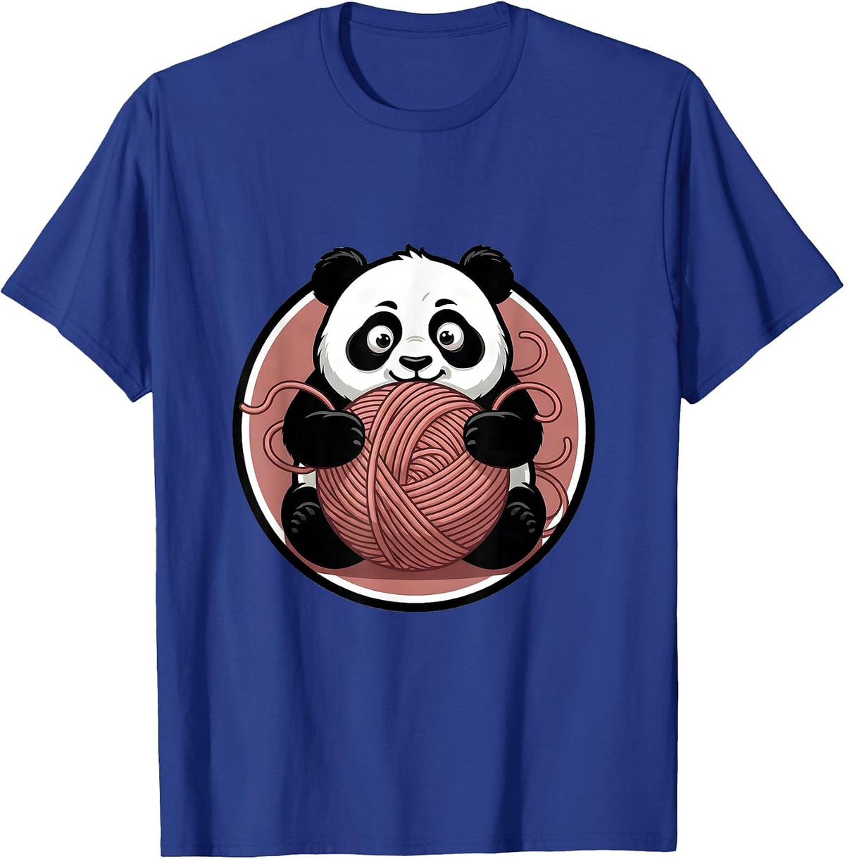 Men's Baby Panda Tangled in Yarn Cute Animal Design T-Shirt - Royal Blue