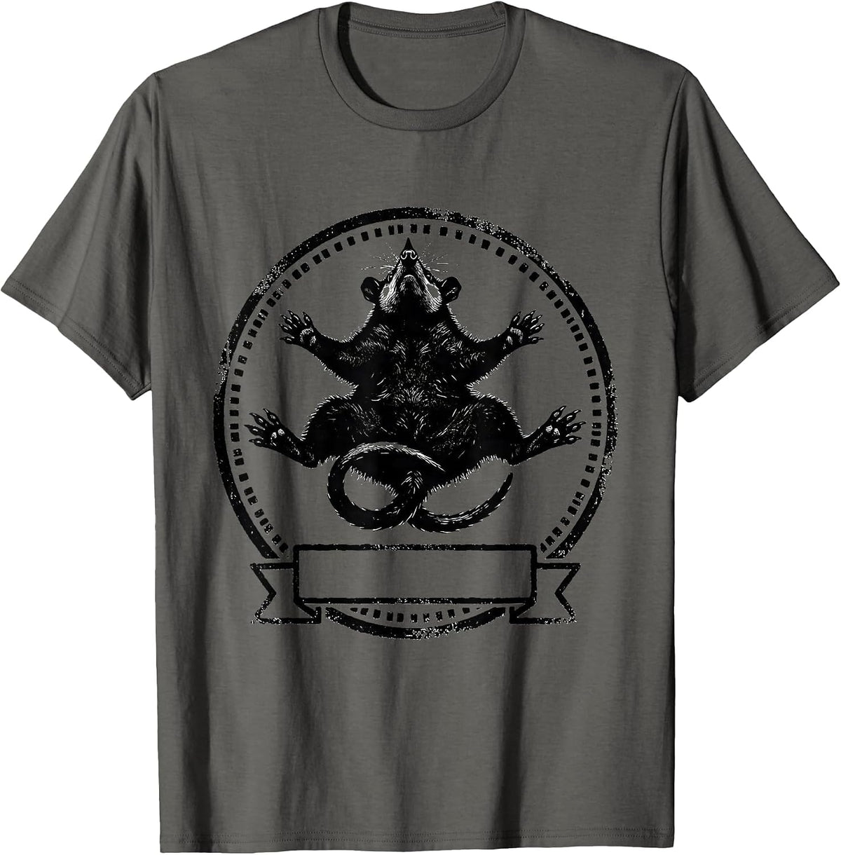 Opossum Plays Dead Rubber Stamp Animal Lover Meme Humor T-Shirt - Asphalt Grey
