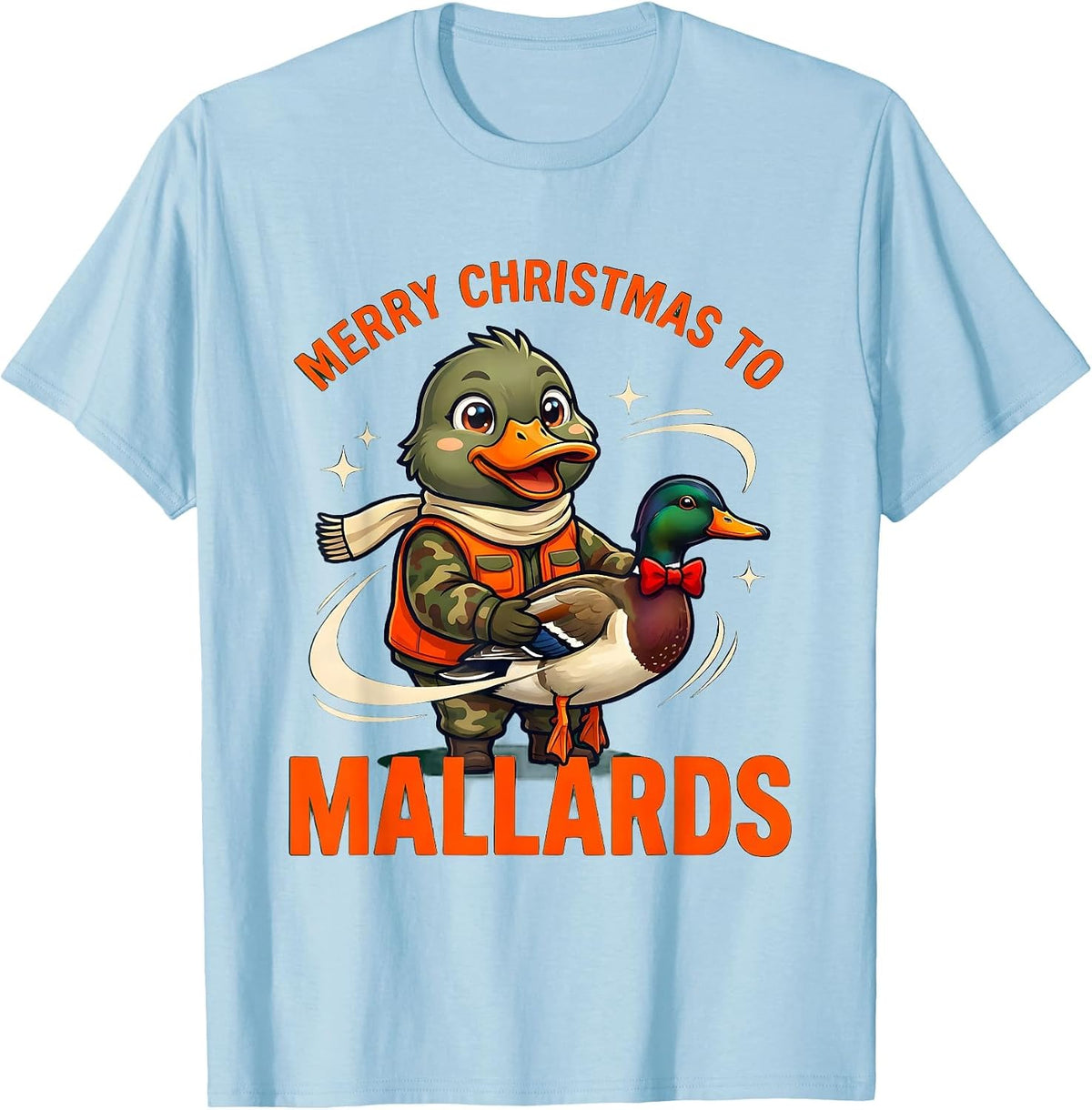 Men's MERRY CHRISTMAS TO MALLARDS Funny Duck Hunter Christmas T-Shirt - Baby Blue