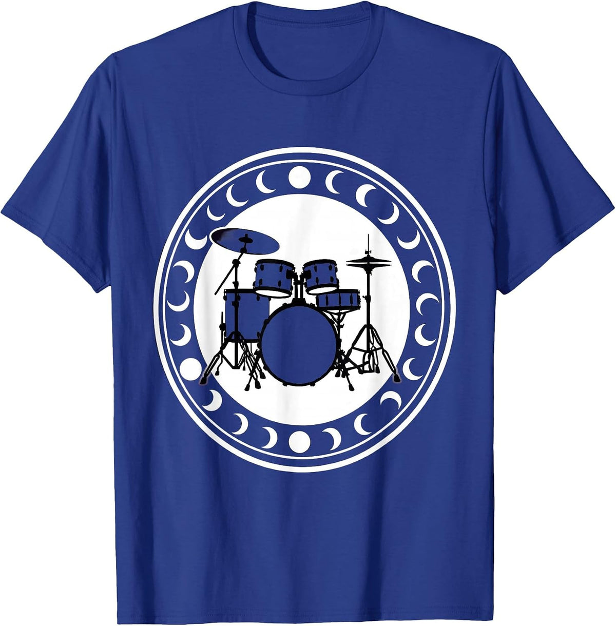 Drum Kit Crescent Moon Celestial Musician Design T-Shirt - Royal Blue
