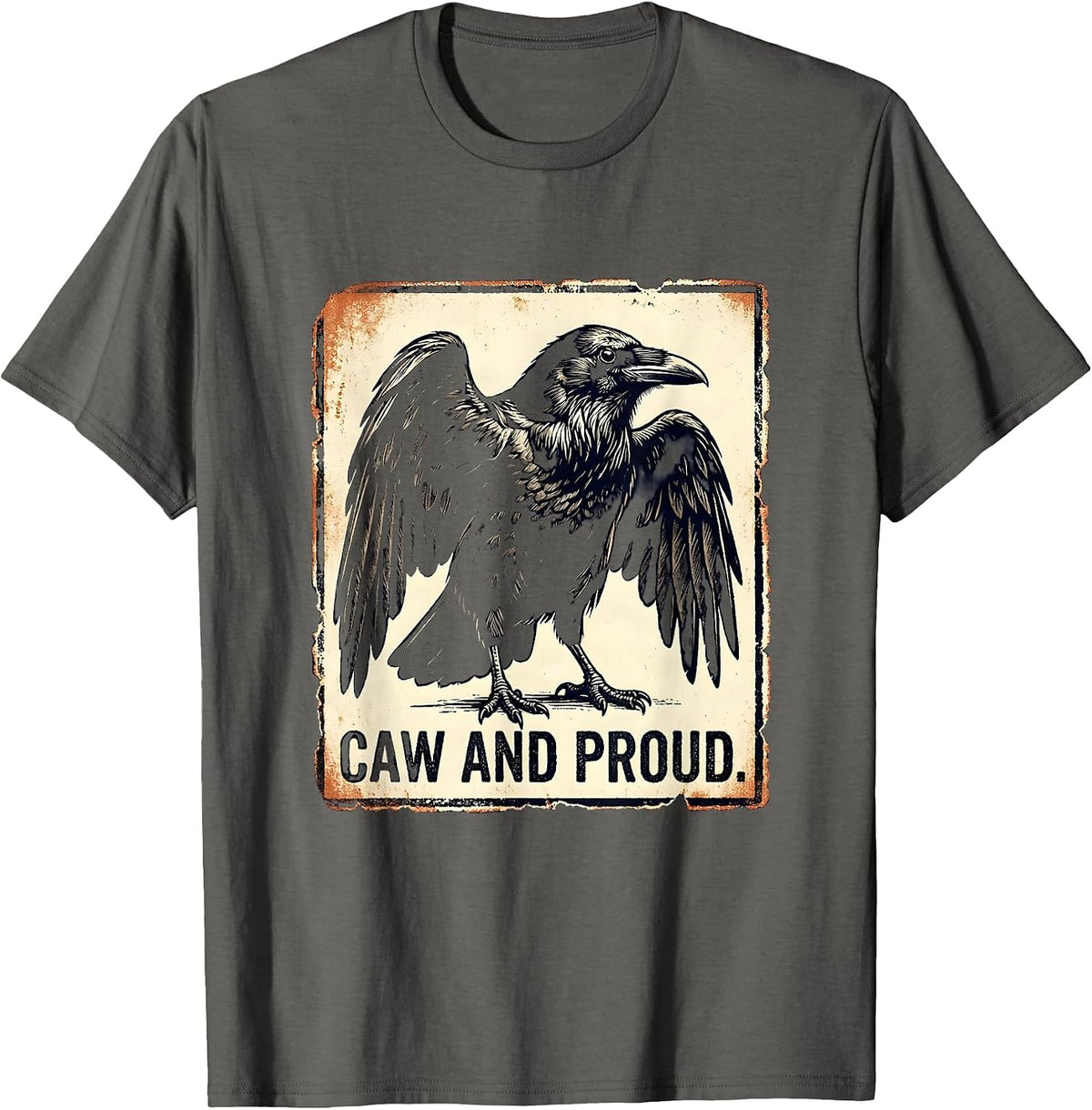 Caw and Proud Crow Lover Graphic Design T-Shirt - Asphalt Grey