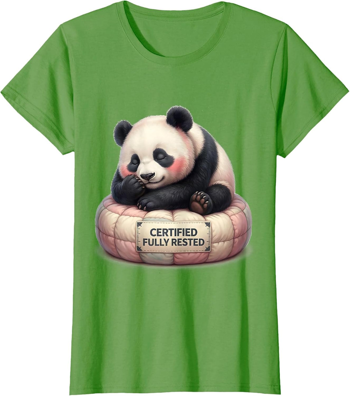 Women's Certified Fully Rested Cute Kawaii Panda Bear Animal Lover T-Shirt - Grass Green