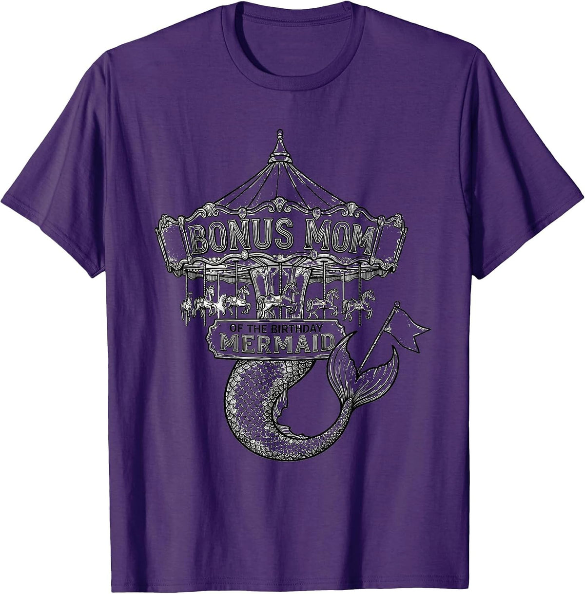 Men's Bonus Mom Of The Birthday Mermaid Family Matching Party T-Shirt - Purple