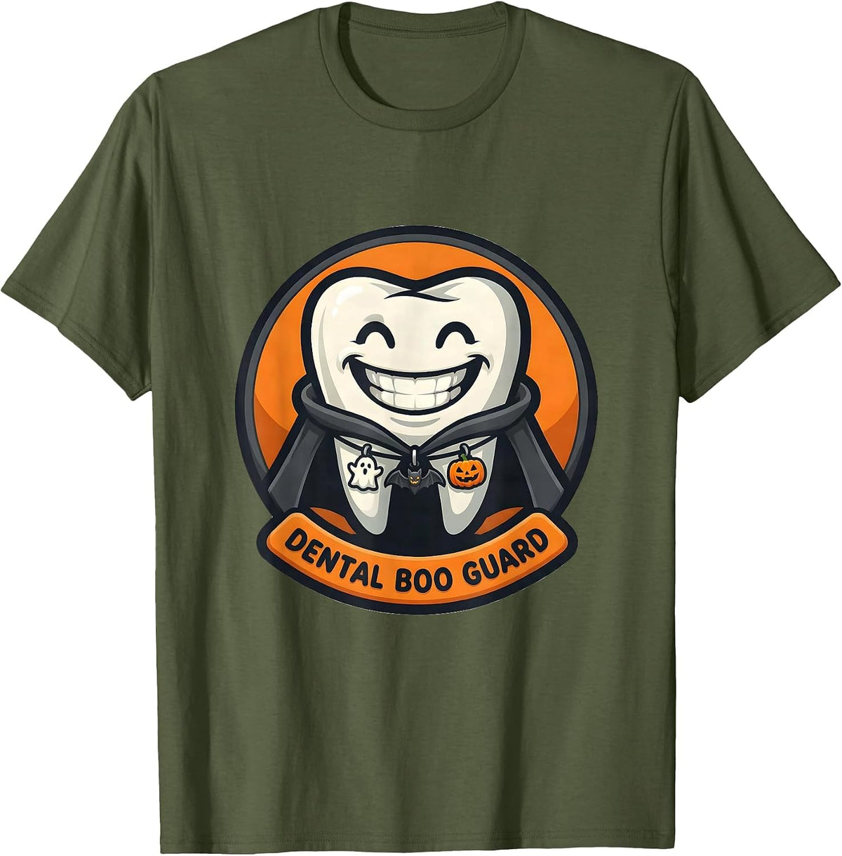 Men's Dental Boo Guard Funny Halloween Dentist Dental Hygienist T-Shirt - Olive Green