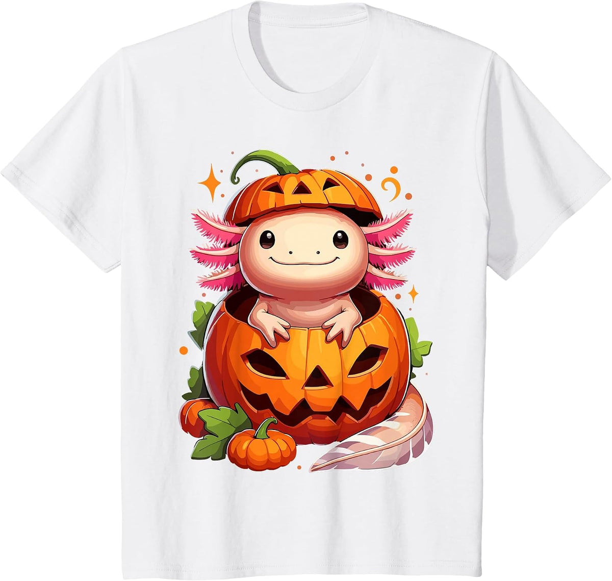 Halloween Axolotl Pumpkin T-Shirt - White