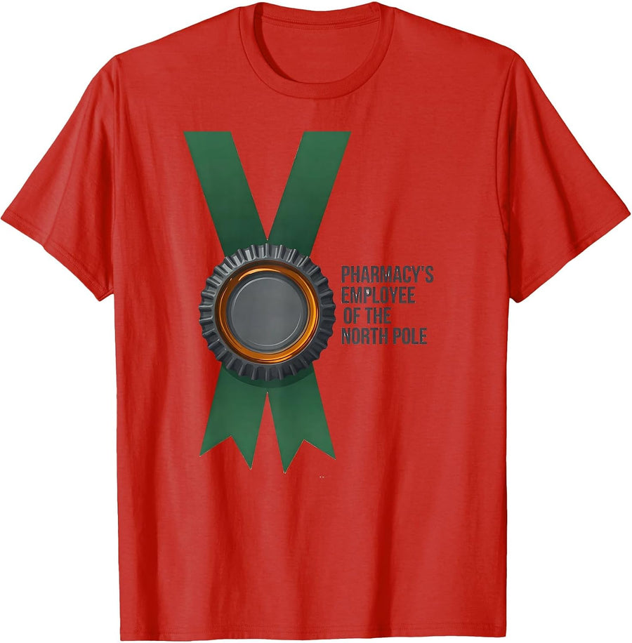 Men's Pharmacy's Employee Of The North Pole Funny Pharmacist Tech T-Shirt - Red