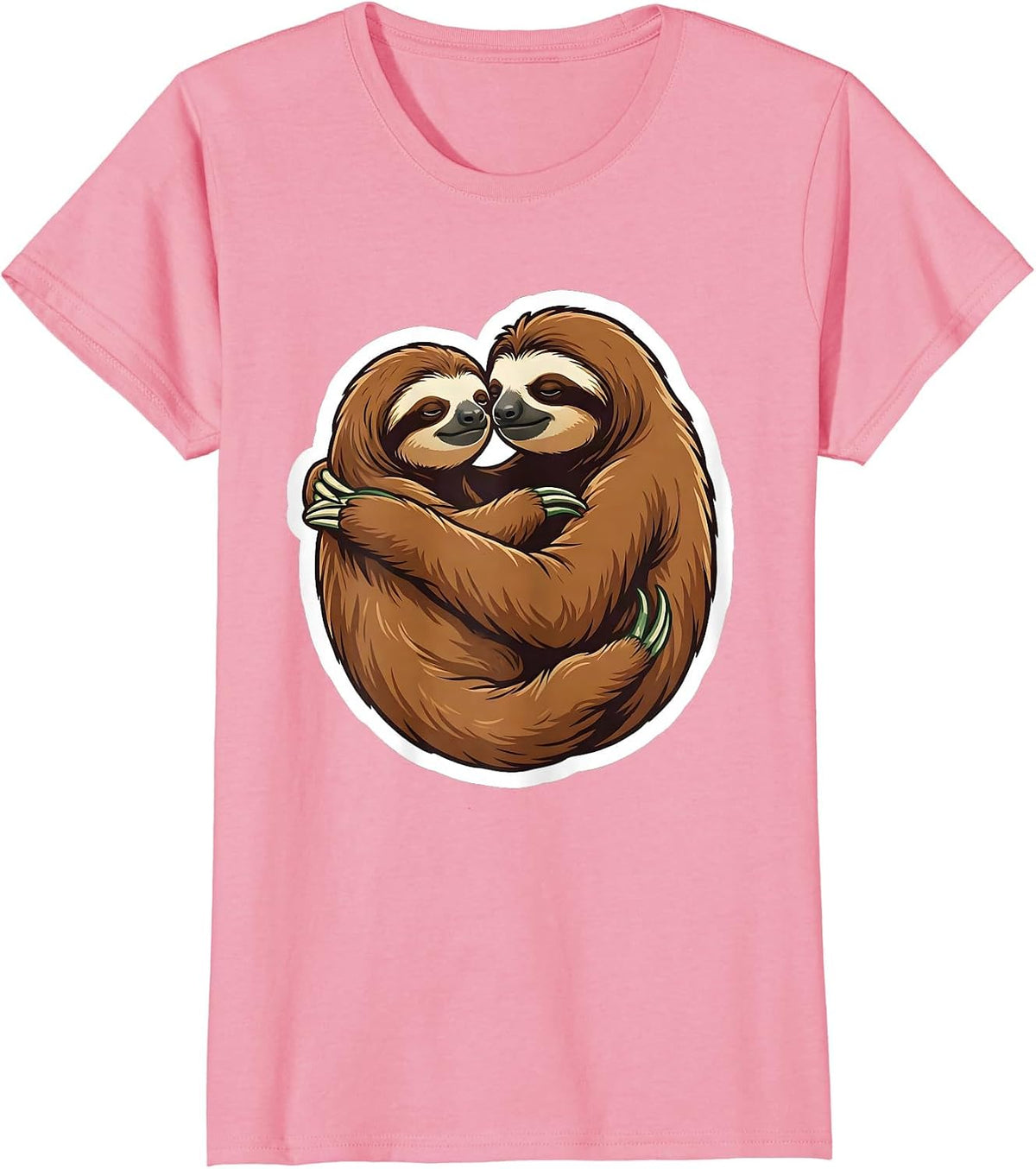 Women's Sloth Hug Funny Sloth Lover Animal Humor T-Shirt - Pink