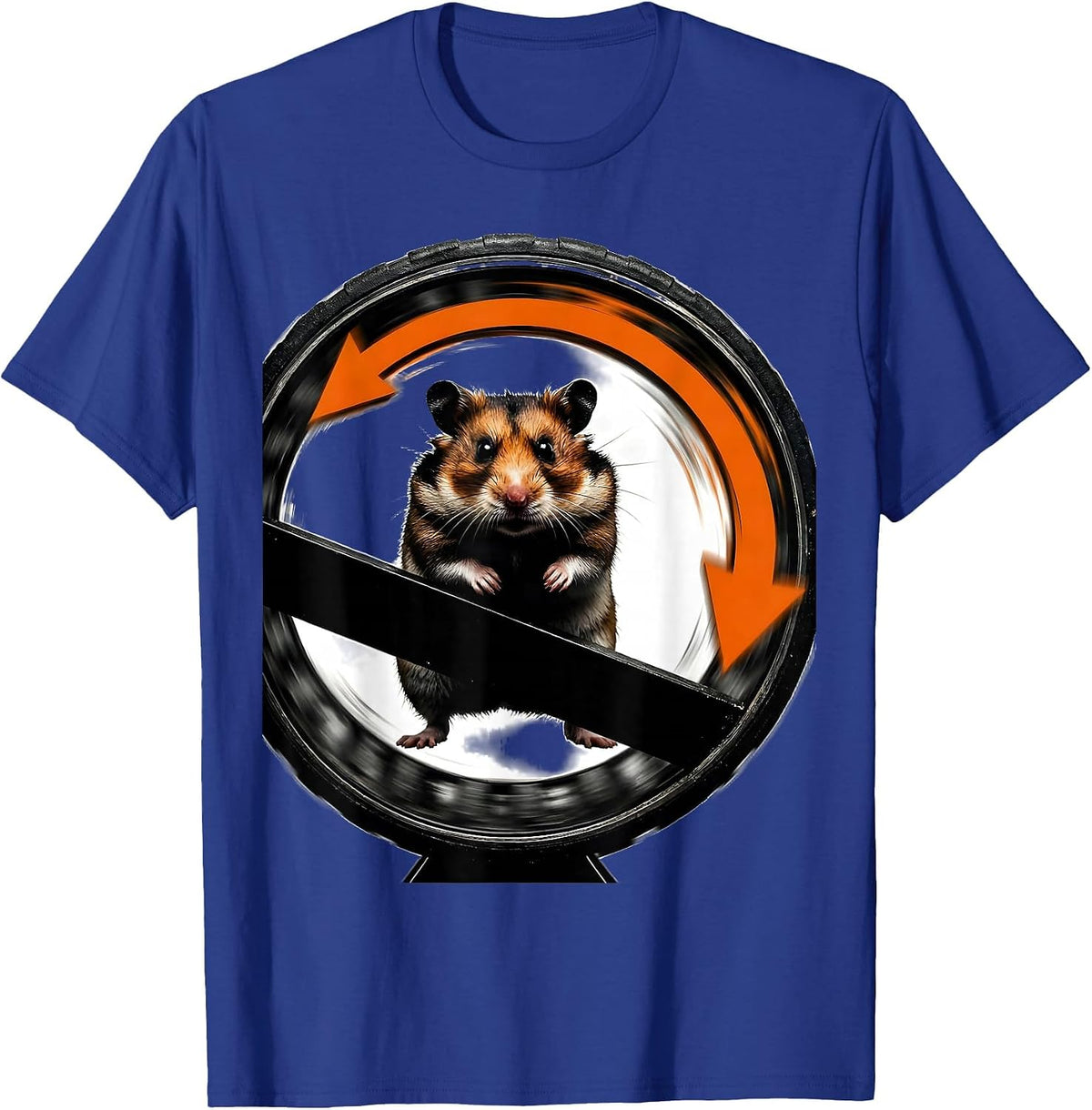 Hamster Running Full Speed in Wheel Funny Meme T-Shirt - Royal Blue