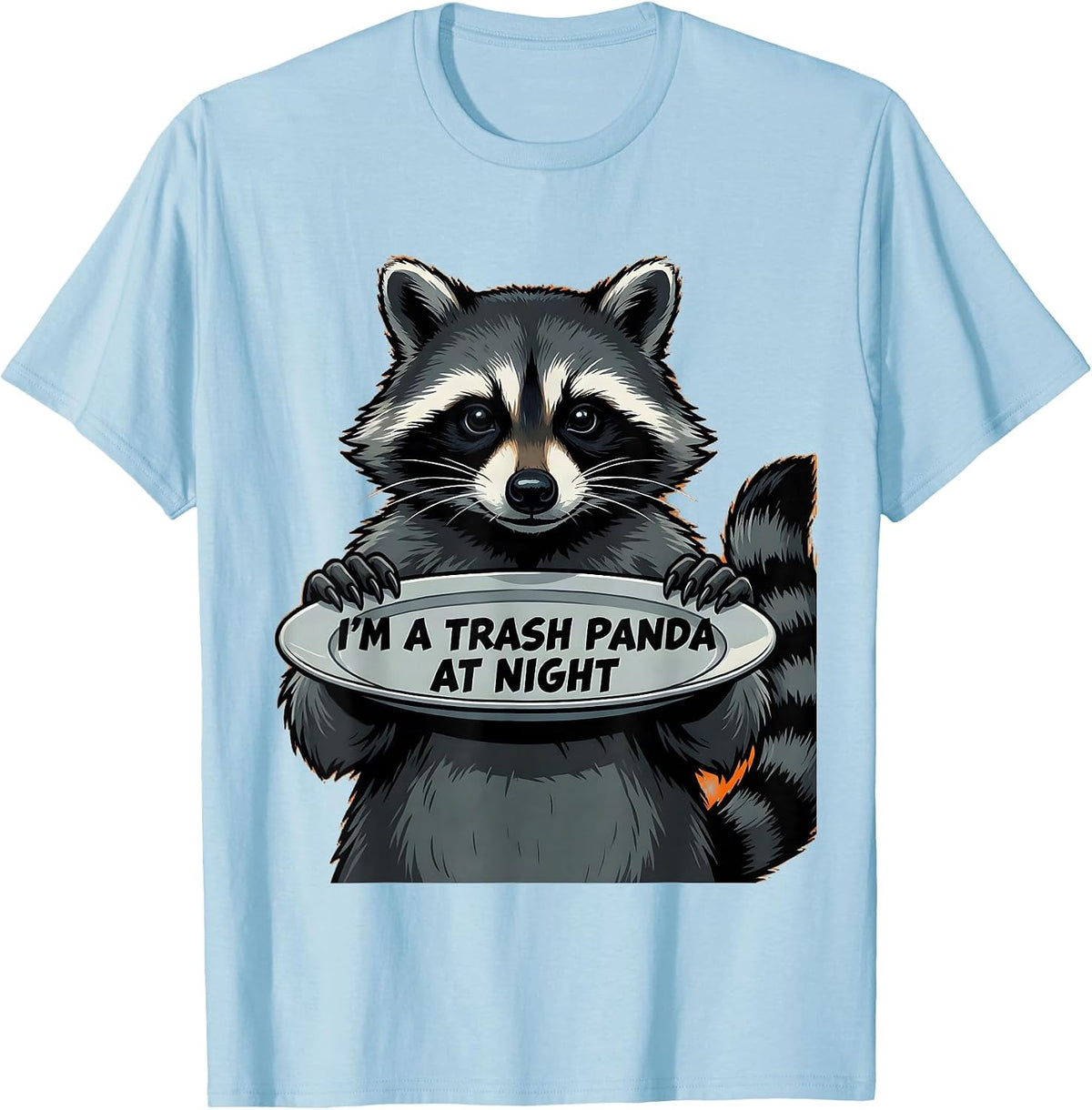 Men's I'm A Trash Panda At Night Funny Raccoon Meme Humor T-Shirt - Baby Blue