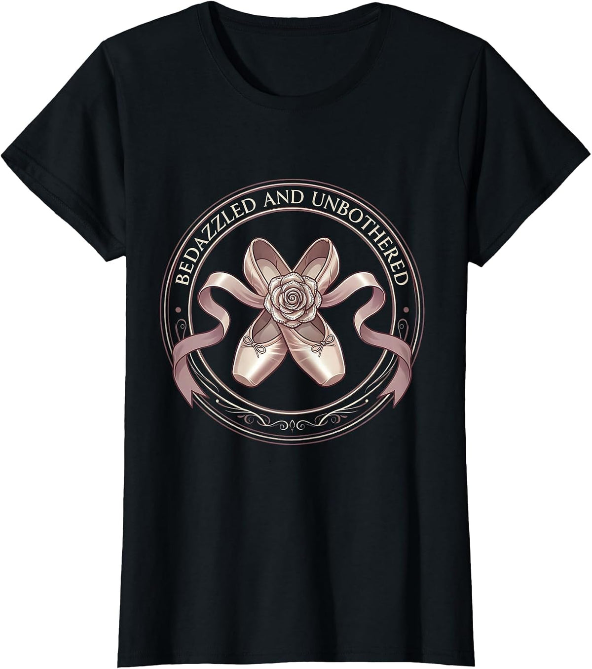 Bedazzled and Unbothered Showgirl Design T-Shirt - Black