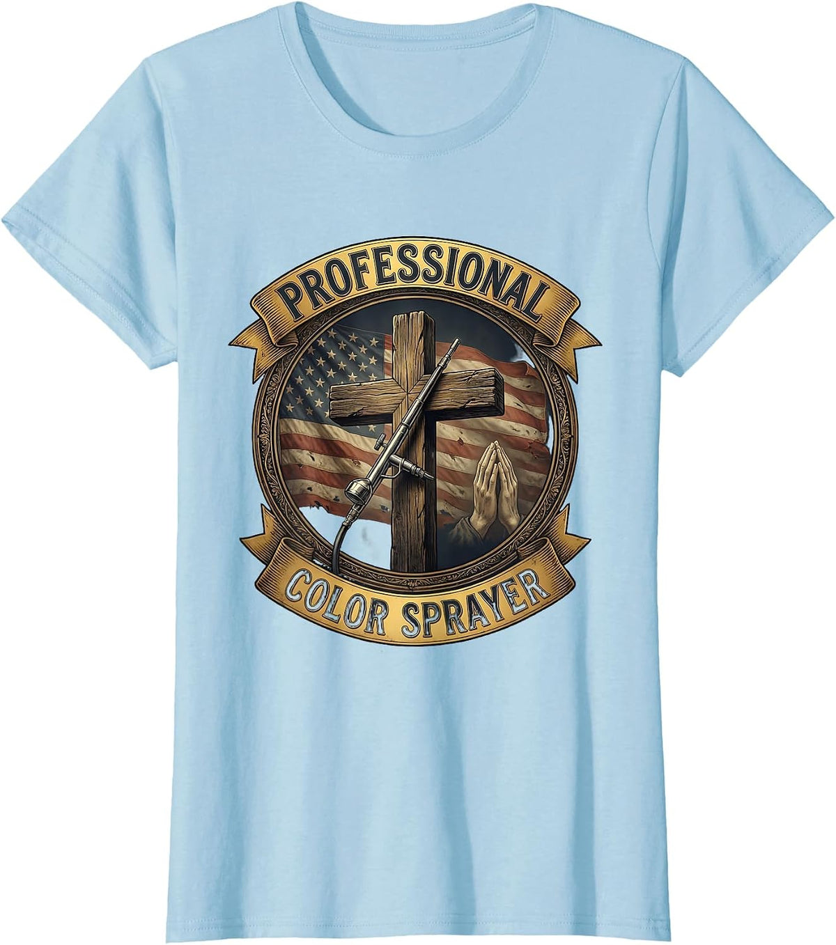 Professional Color Sprayer Airbrush Art Design T-Shirt - Baby Blue