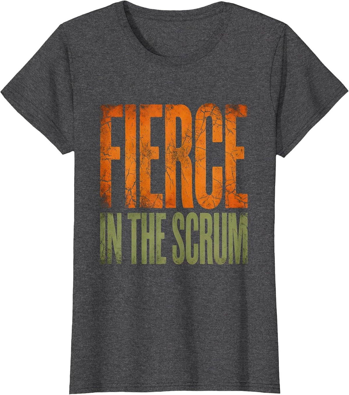Women's Fierce in the Scrum Rugby Graphic Design T-Shirt - Dark Heather Grey