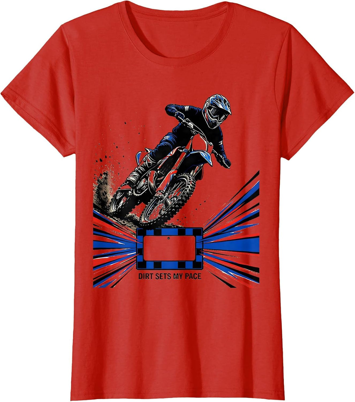 Dirt Sets My Pace Racing Livery Motocross Rider Dirt Bike T-Shirt - Red