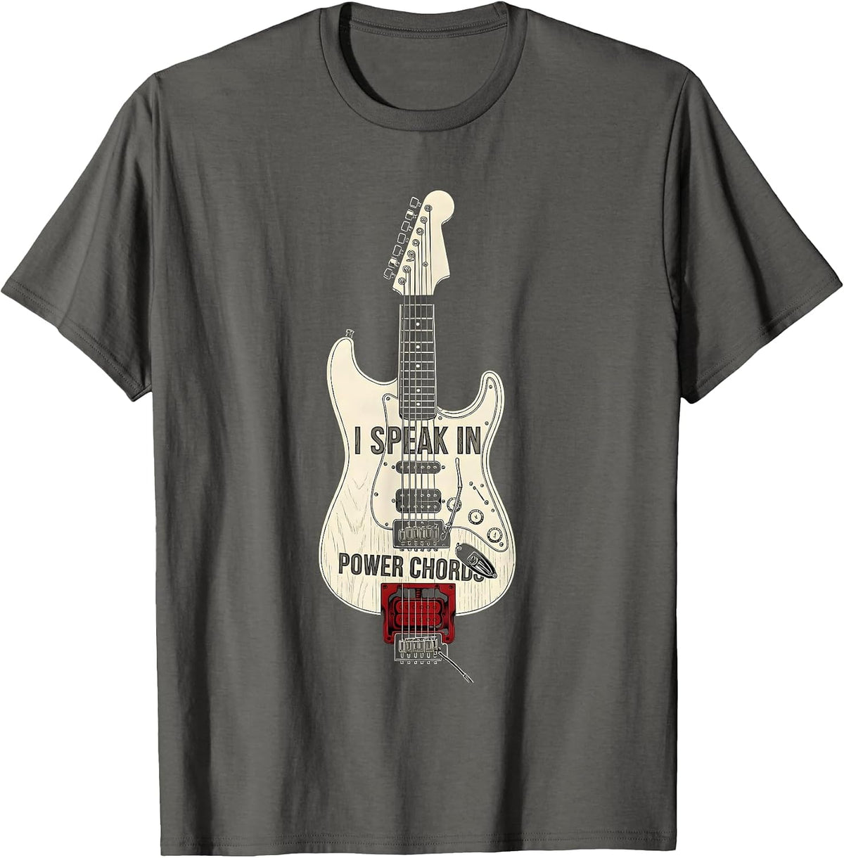 I Speak In Power Chords Metal Band Design T-Shirt - Asphalt Grey