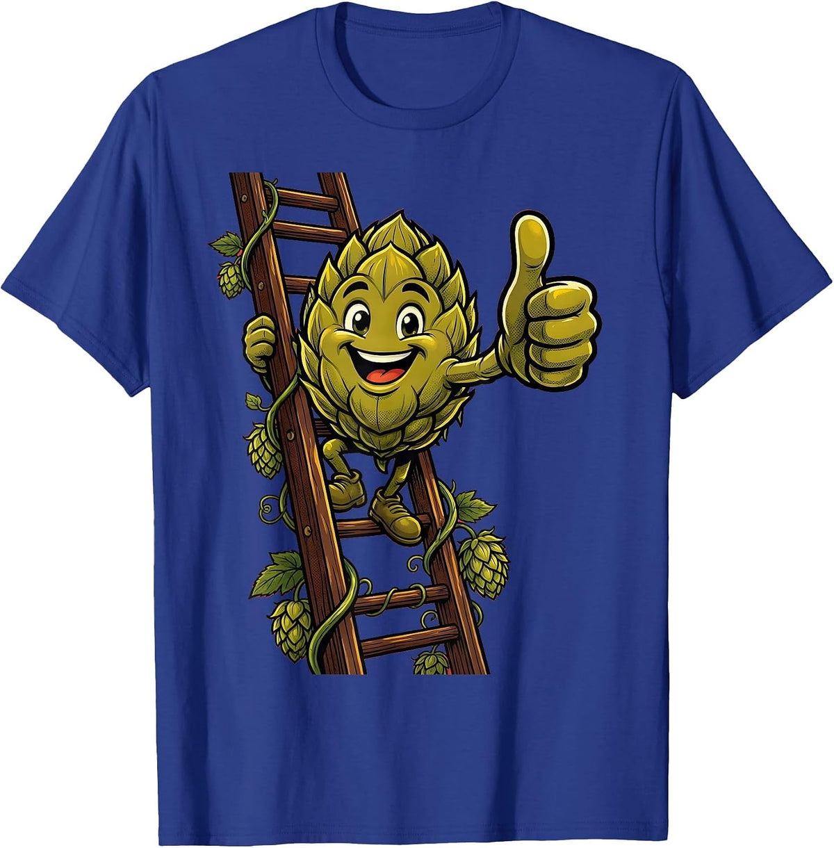 Hop Vine Ladder Climbing Beer Art T-Shirt - Royal Blue