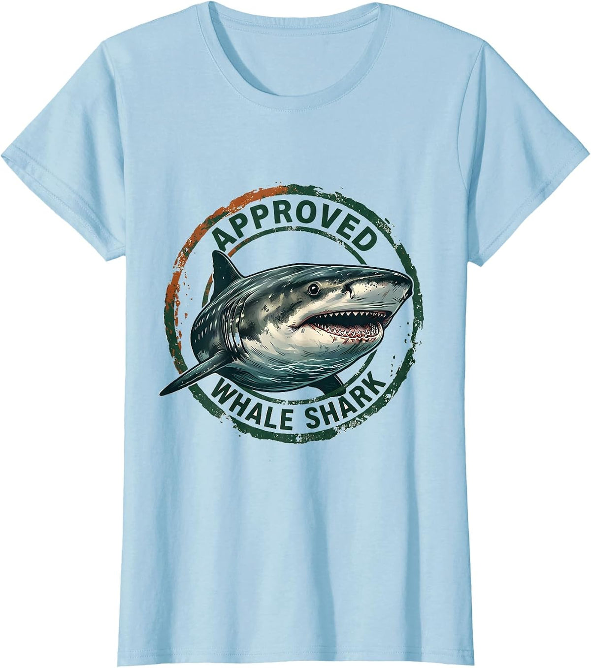 Women's Approved Whale Shark Vintage Funny Shark Lover Ocean T-Shirt - Baby Blue