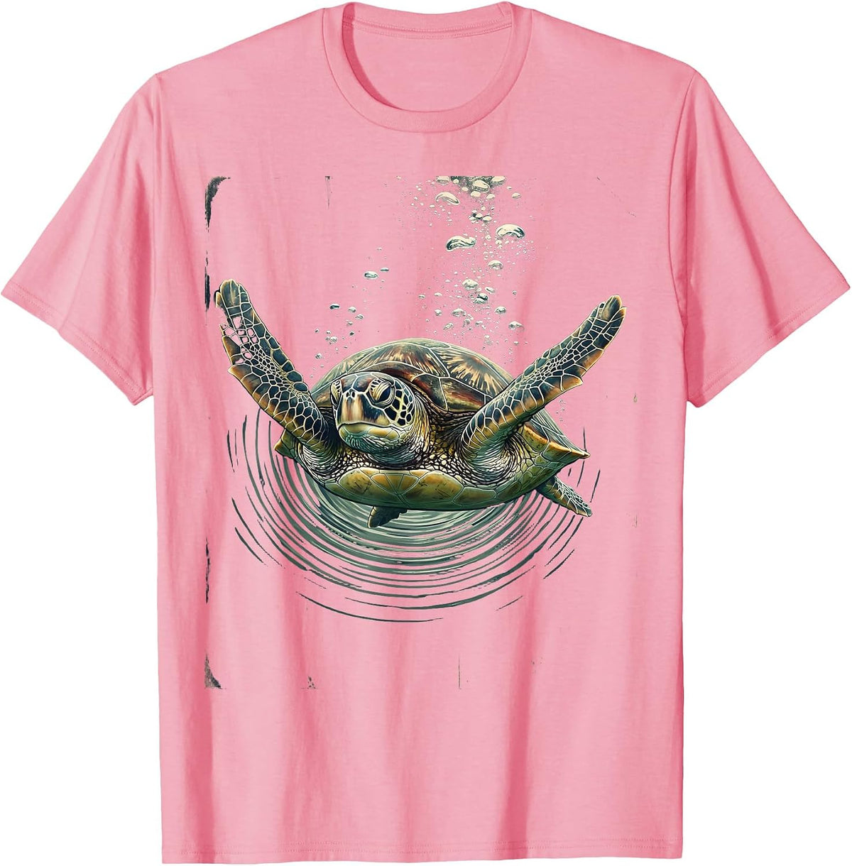 Men's Sea Turtle Ocean Depths Graphic Tee T-Shirt - Pink