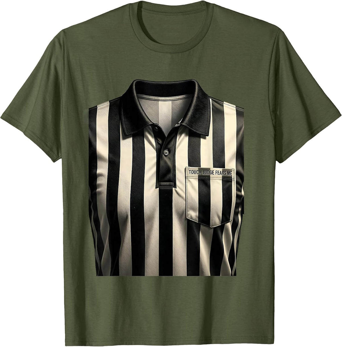 Touch Judge Fears Me Funny Rugby Design T-Shirt - Olive Green