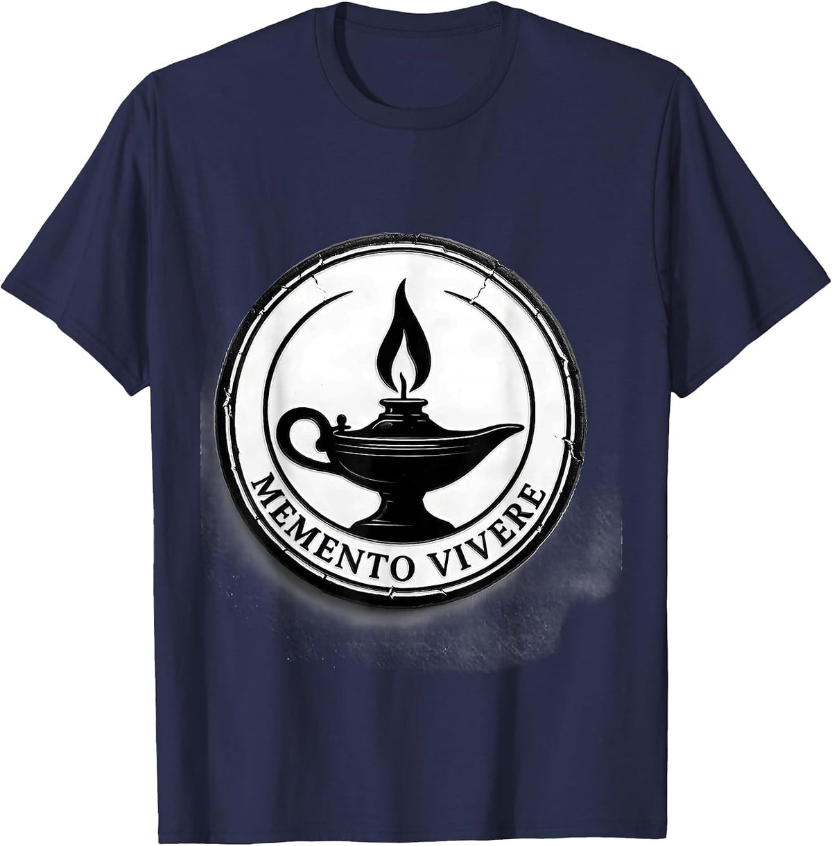 Men's Memento Vivere Stoic Philosophy Quote Marcus Aurelius T-Shirt - Navy Blue