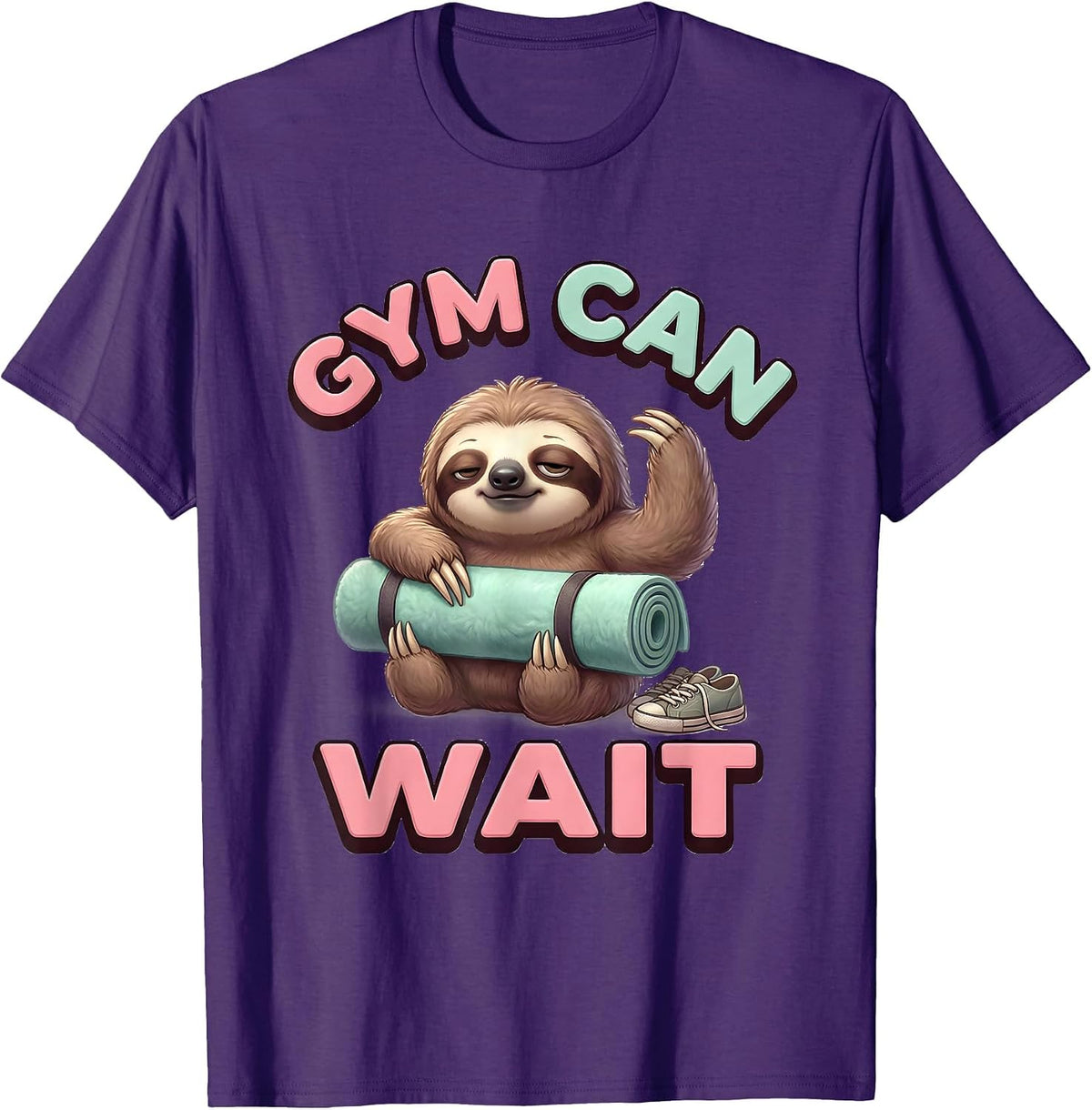 Gym Can Wait Cute Kawaii Sloth Lover Humor Gift T-Shirt - Purple