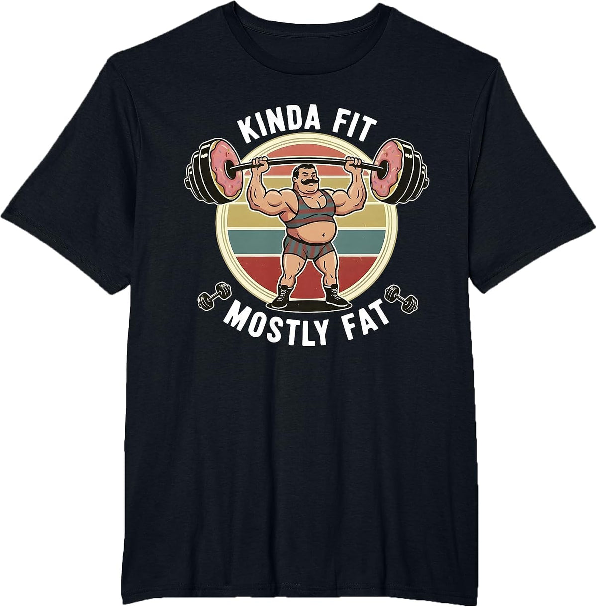 Kinda Fit Mostly Fat Funny Gym Workout Sarcastic Fitness Men T-Shirt - Black