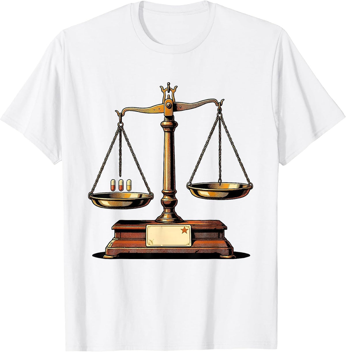 Men's Pharmacy Balance Scale Vintage Cute Pharmacy Tech T-Shirt - White