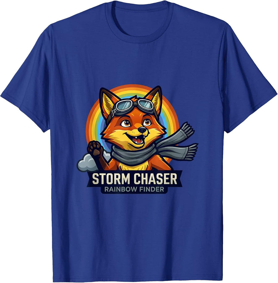 Storm Chaser Rainbow Finder Colorful Design T-Shirt, Men, Royal Blue, X-Large - As Pictured