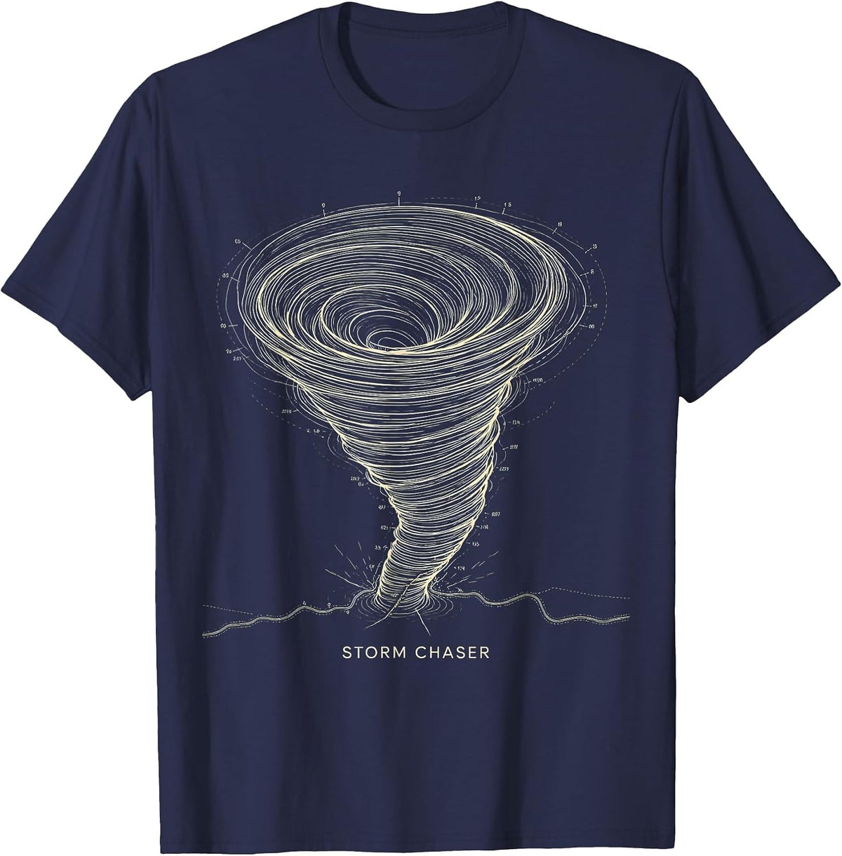Storm Chaser Topographic Contour Tornado Meteorology T-Shirt - Navy Blue