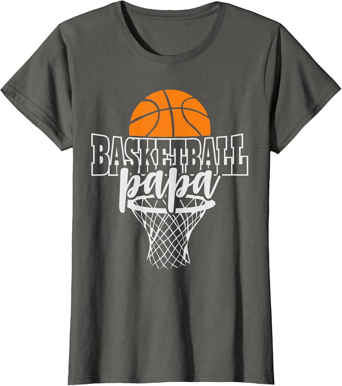 Vintage Proud Basketball Papa Fathers Day Basketball Player T-Shirt - Asphalt Grey
