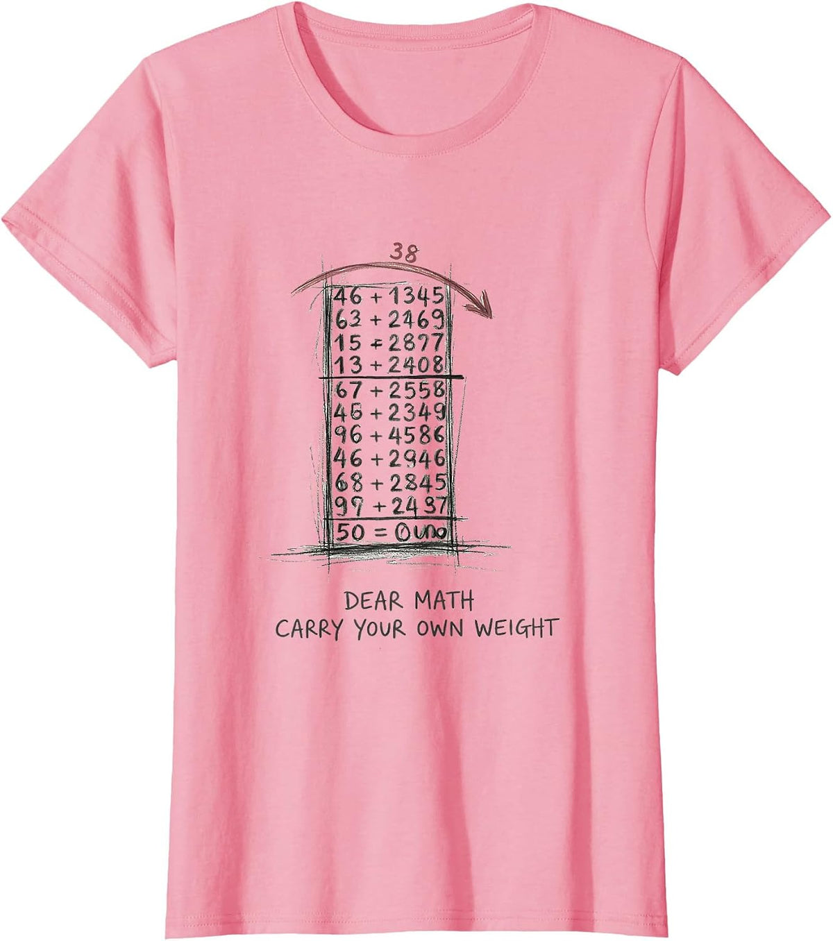 Women's Dear Math, Carry Your Own Weight Funny Math Teacher Nerd T-Shirt - Pink