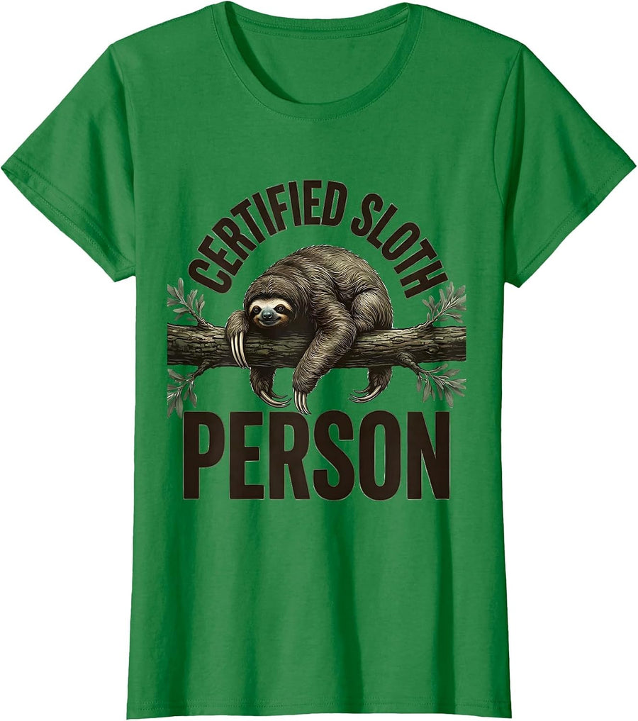 Women's Certified Sloth Person Funny Sloth Lover Lazy Humor Gift T-Shirt - Kelly Green